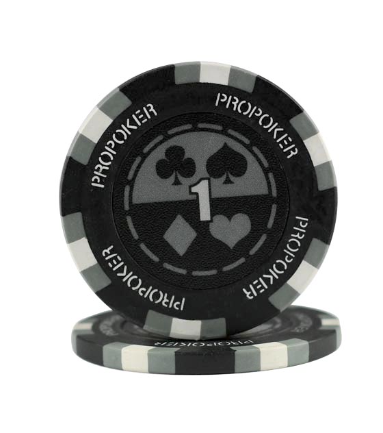 Pro Poker clay chip gray (1), roll of 25 